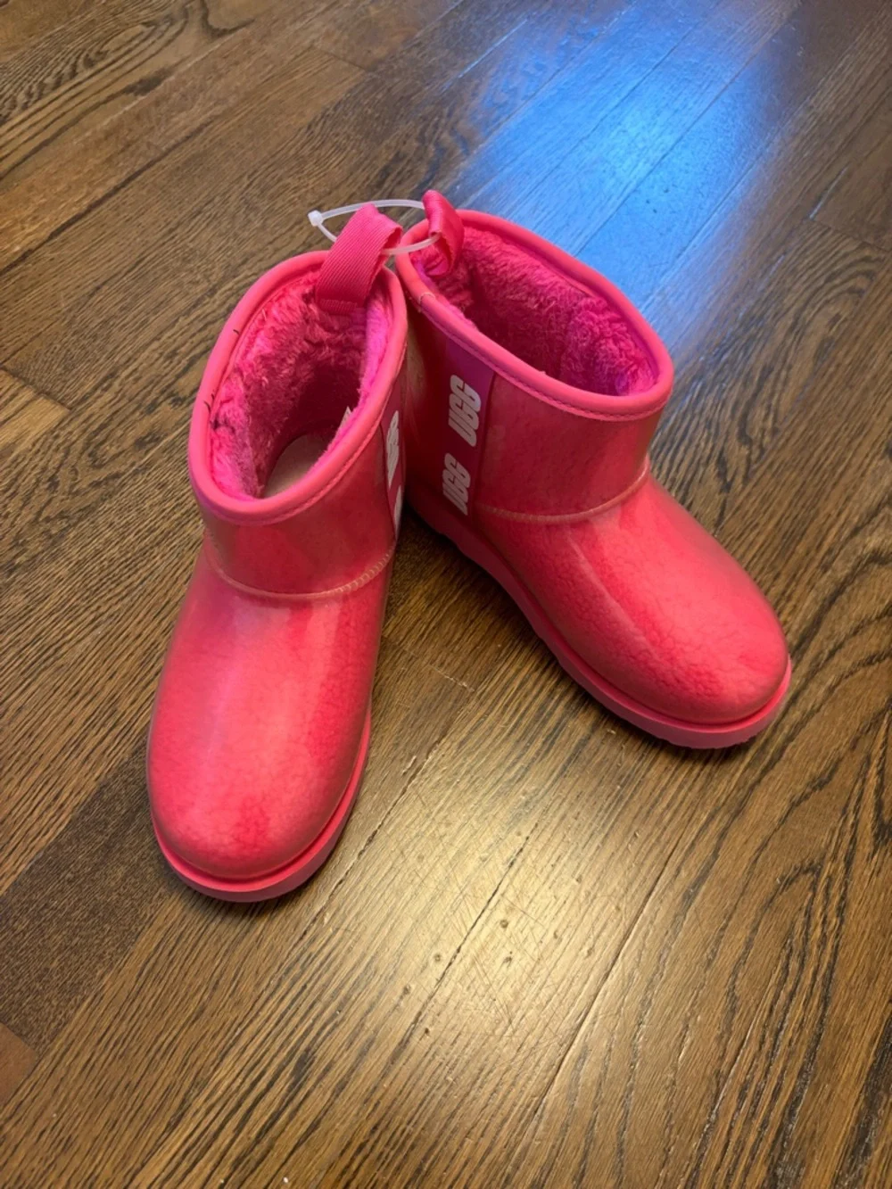 UGG Kids Classic Mini II Shearling Rain Boots Pink Size 3 Waterproof